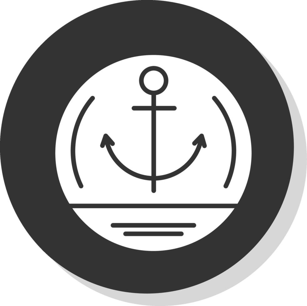 Anchor Glyph Shadow Circle Icon Design vector