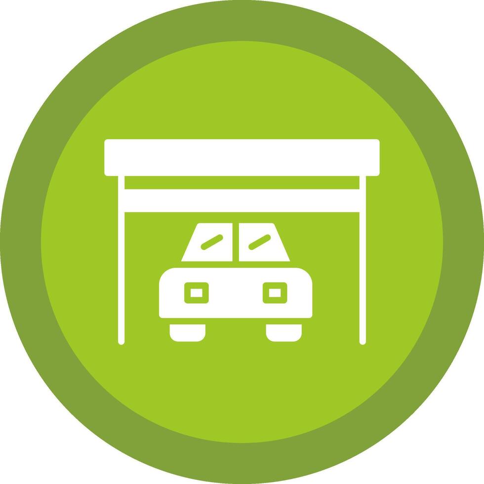 Garage Glyph Due Circle Icon Design vector