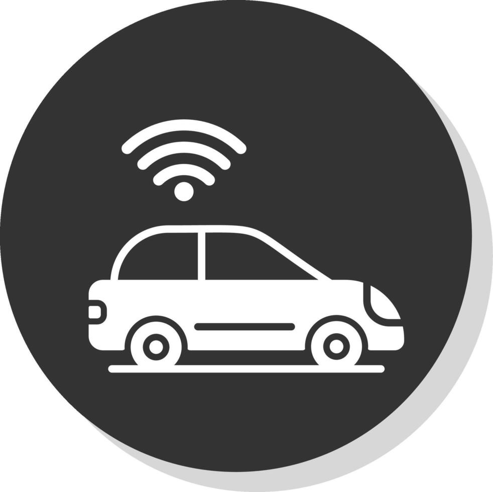 Smart Car Glyph Shadow Circle Icon Design vector