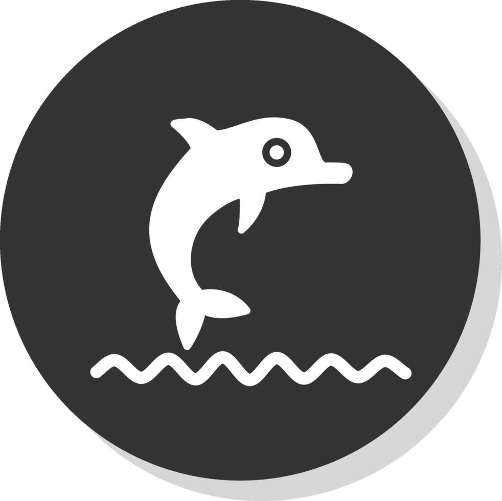 Dolphin Show Glyph Shadow Circle Icon Design vector