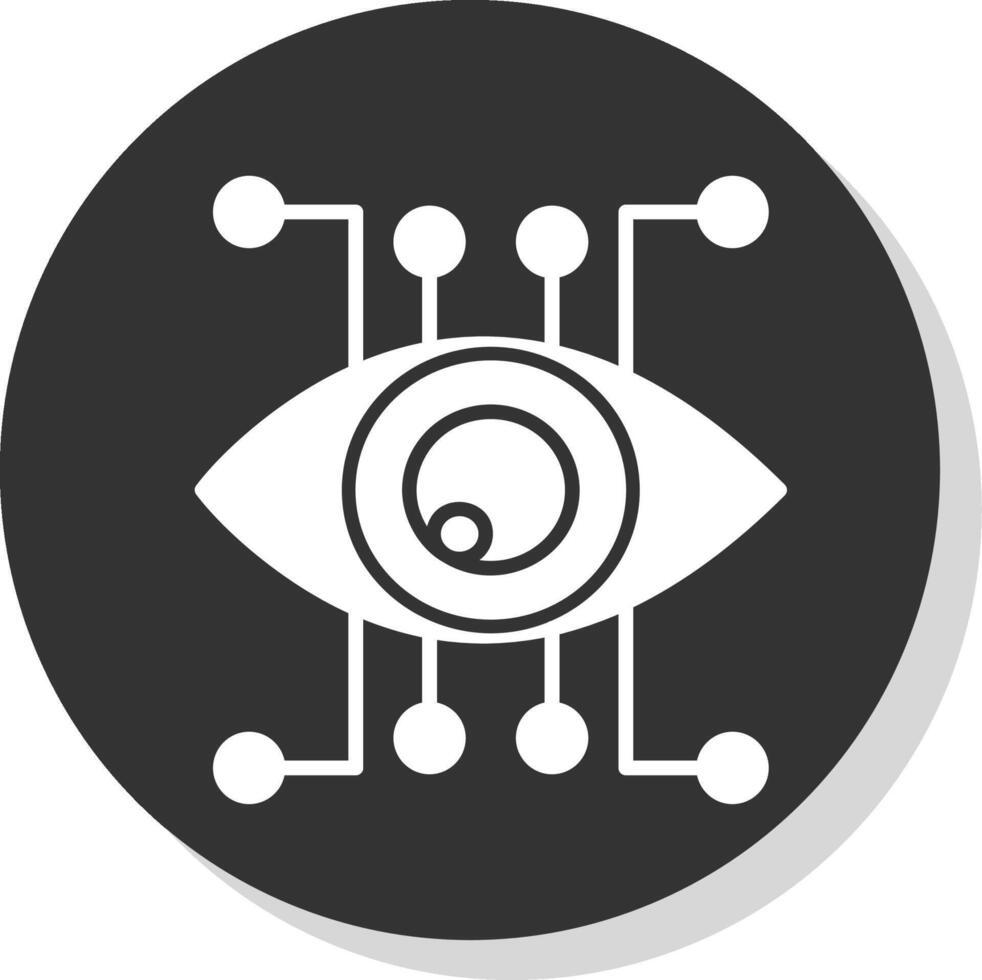 Eye Recognition Glyph Shadow Circle Icon Design vector