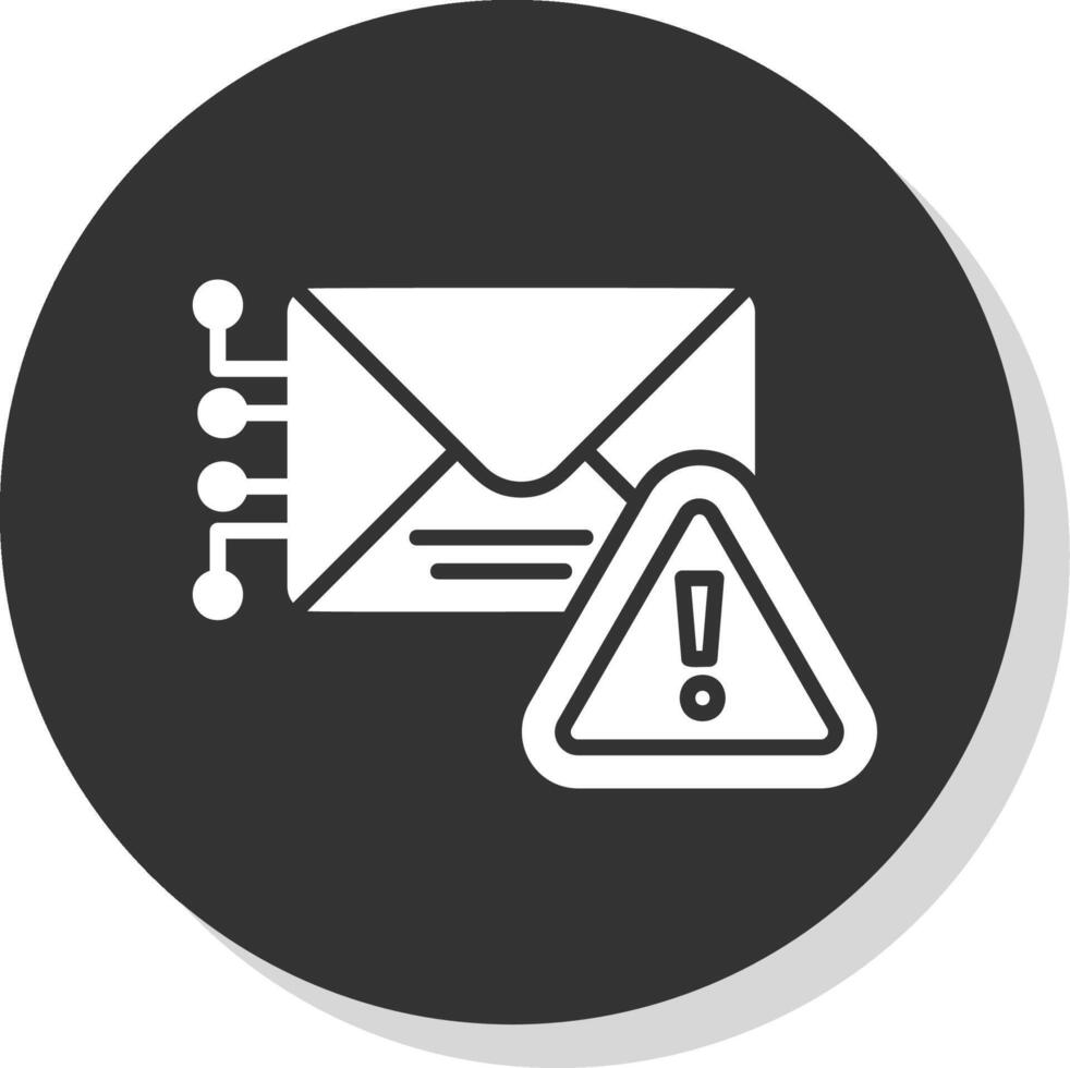 Warning Mail Glyph Shadow Circle Icon Design vector