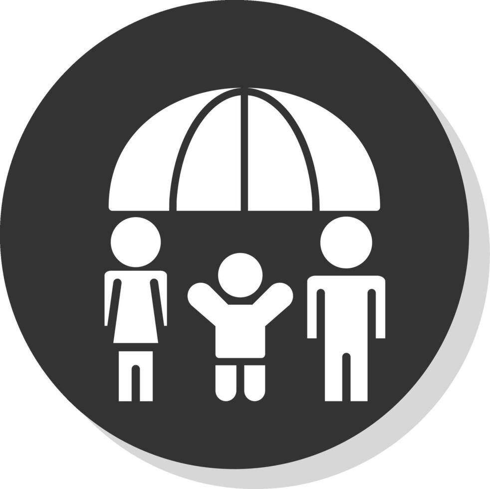 familia salud seguro glifo sombra circulo icono diseño vector