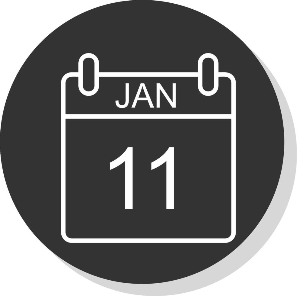 January Glyph Due Circle Icon Design vector