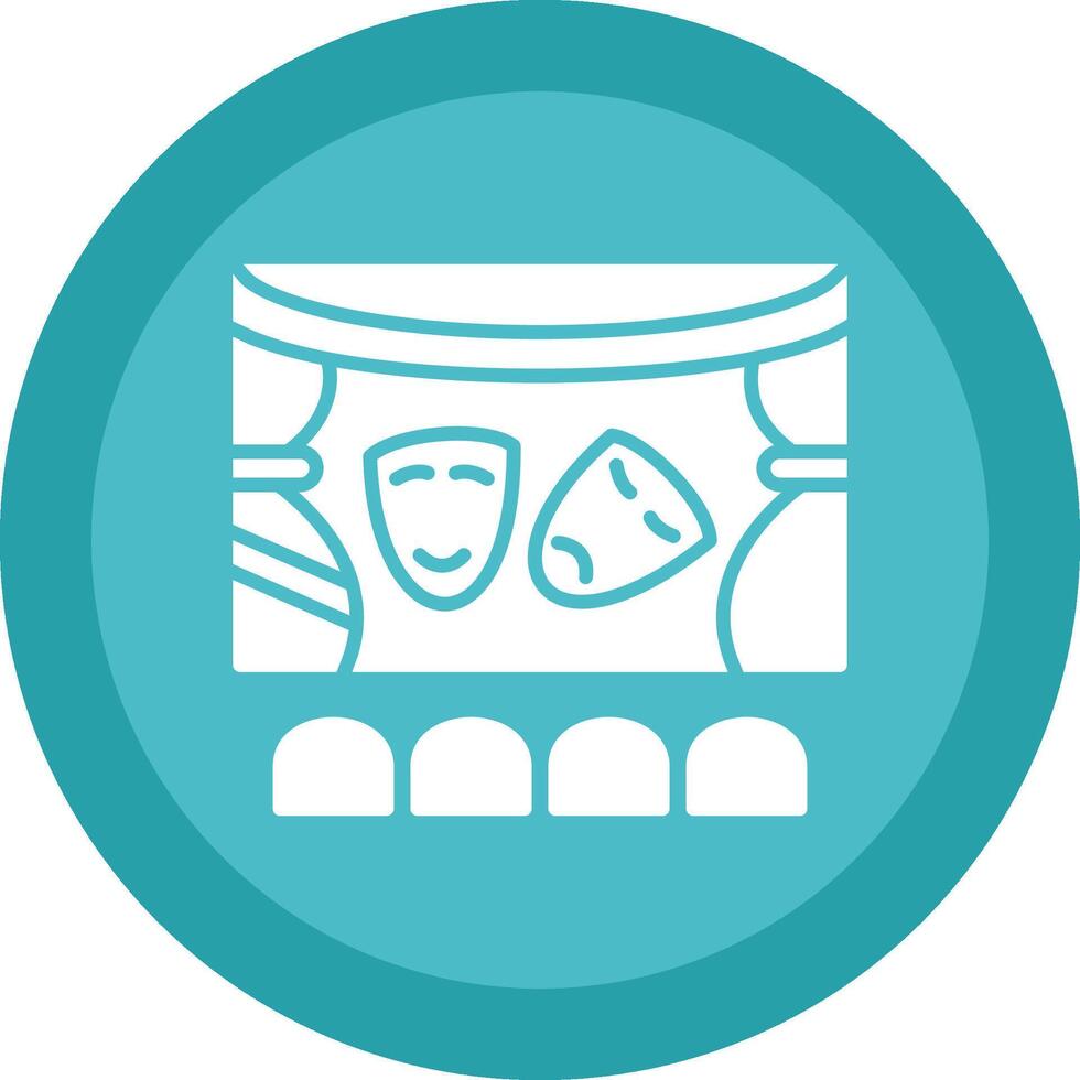 Theatre Glyph Due Circle Icon Design vector
