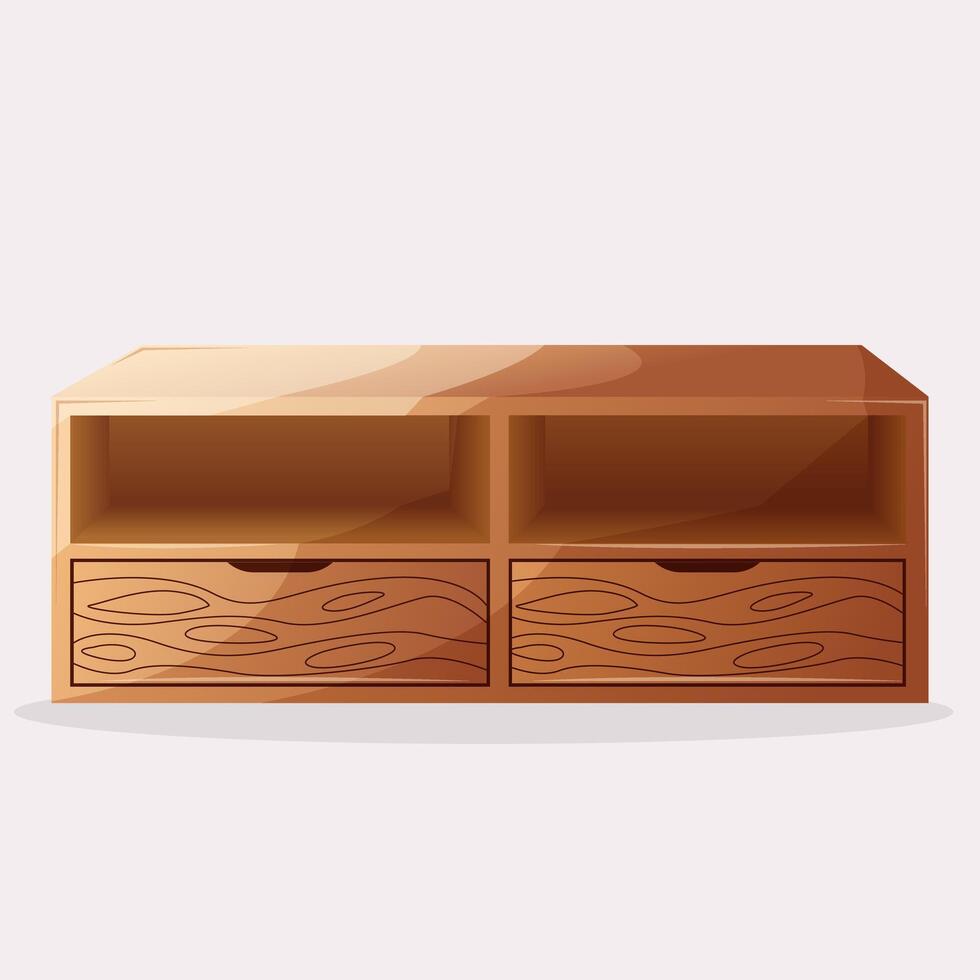 Brown wooden wardrobe with modern minimalist style vector