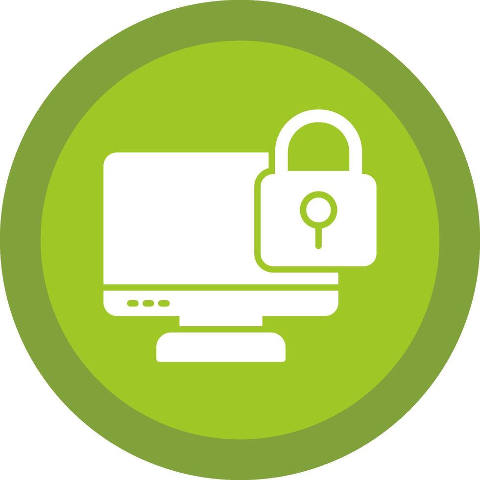 Locked Computer Glyph Due Circle Icon Design vector