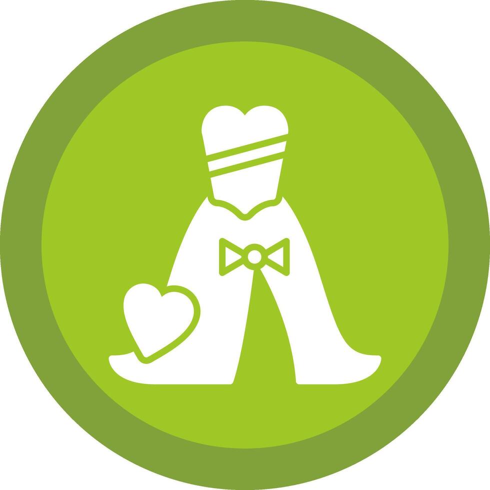 Wedding Dress Glyph Due Circle Icon Design vector