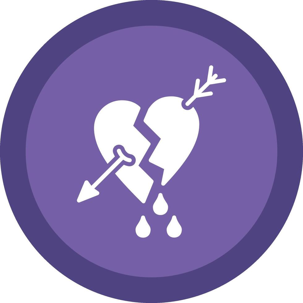 Broken Heart Glyph Due Circle Icon Design vector