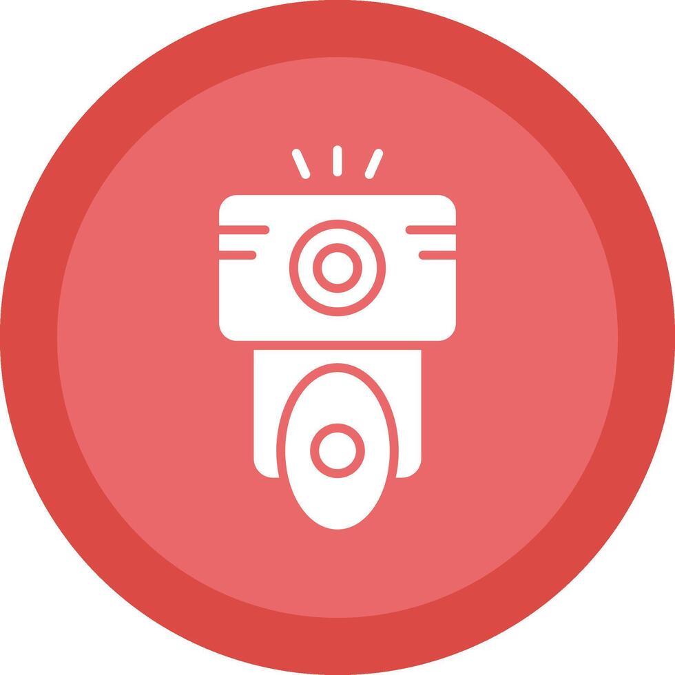Camera Flash Glyph Due Circle Icon Design vector