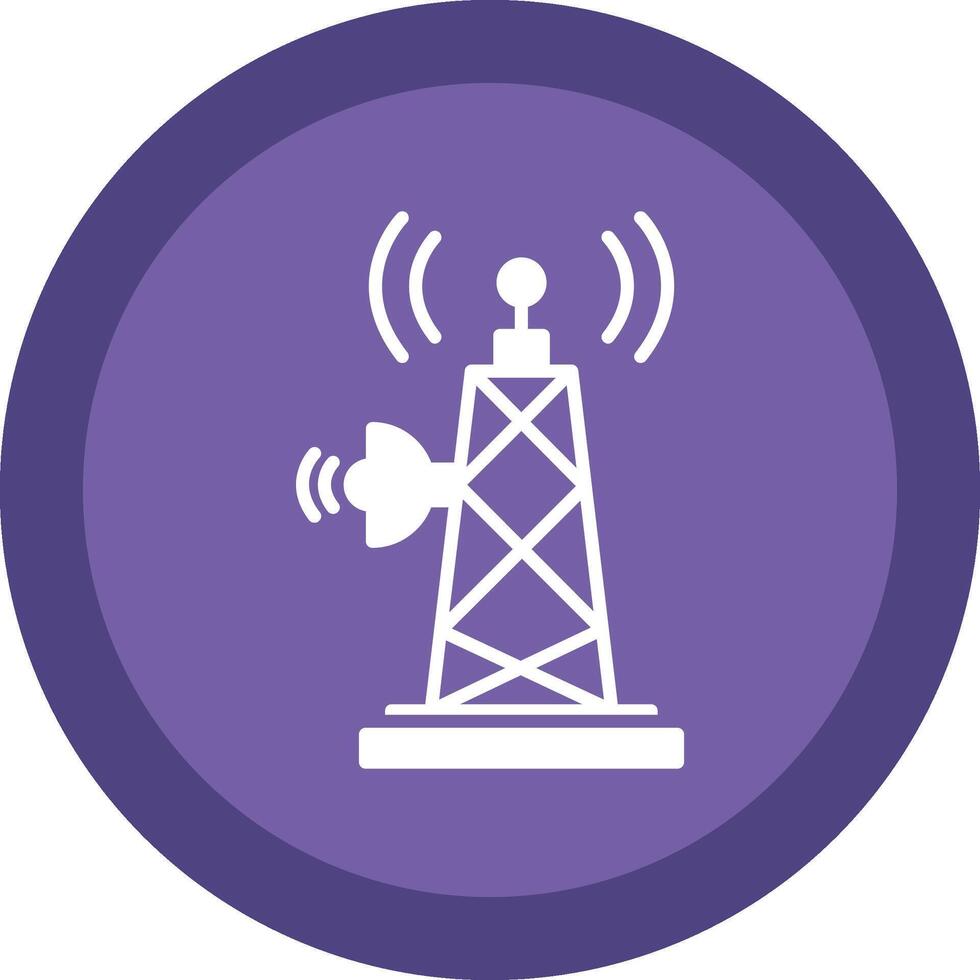 Signal Tower Glyph Due Circle Icon Design vector