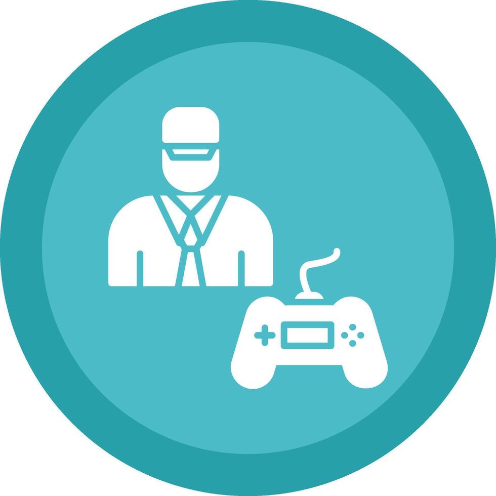 Gamer Glyph Due Circle Icon Design vector