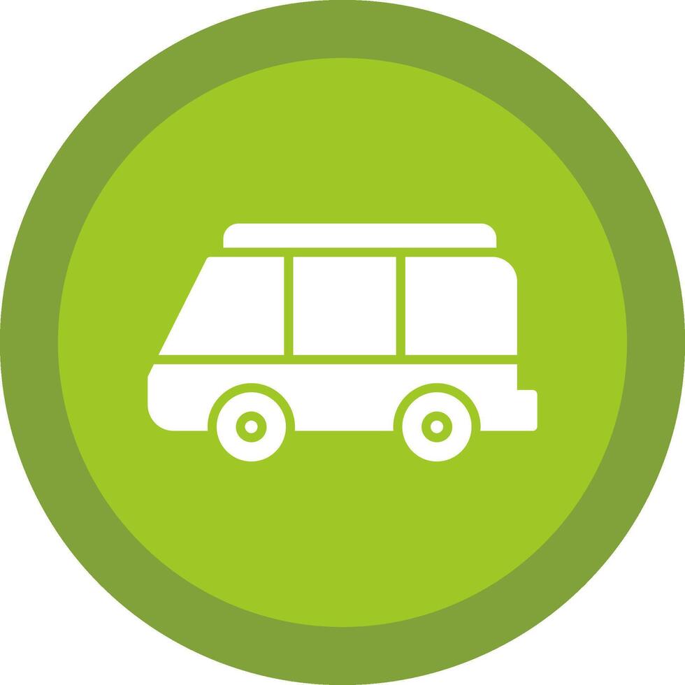 Minibus Glyph Due Circle Icon Design vector