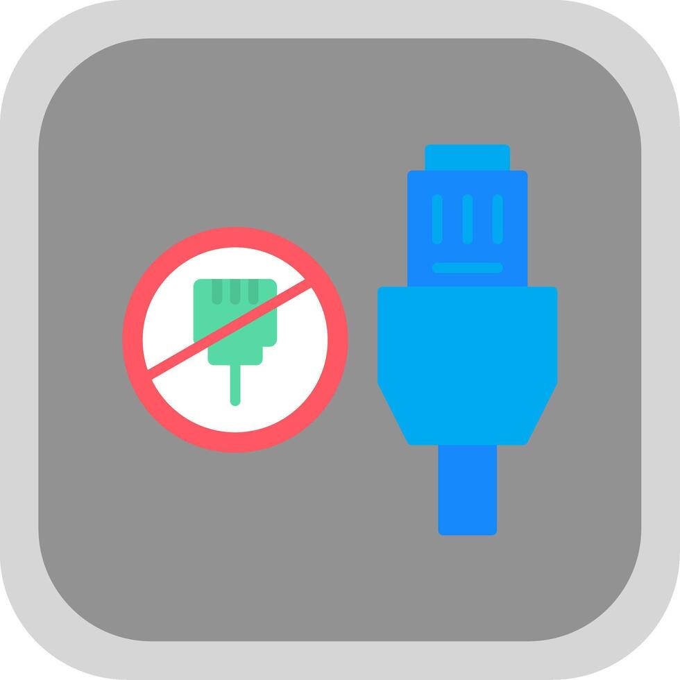 Lan Unplugged Flat round corner Icon Design vector