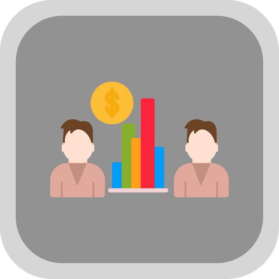 Team Revenue Flat round corner Icon Design vector