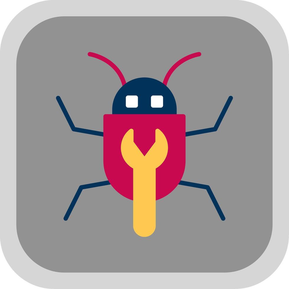 Bug Fixing Flat round corner Icon Design vector
