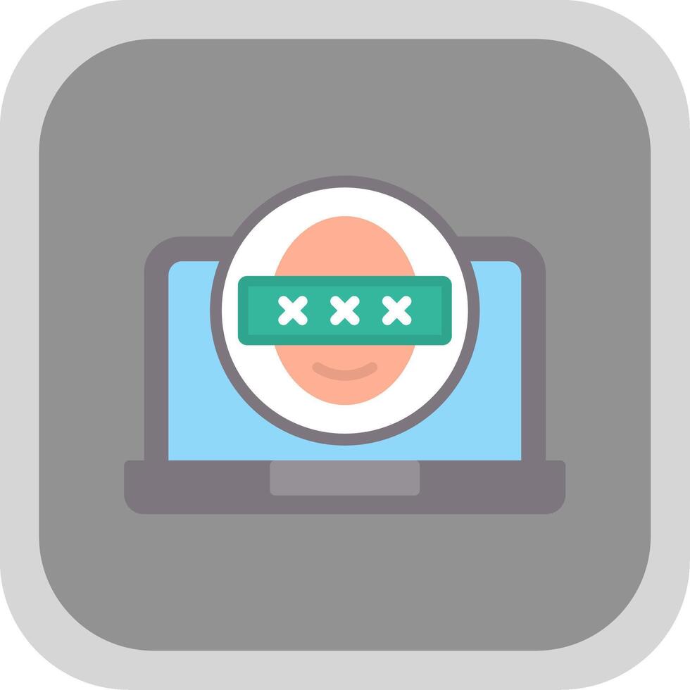 Security Laptop Faceprint Flat round corner Icon Design vector