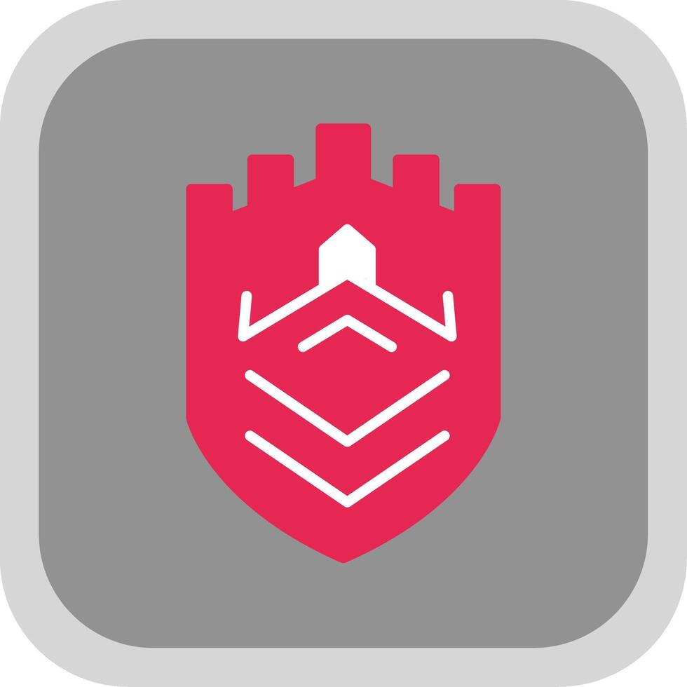 Security Castle Tech Flat round corner Icon Design vector