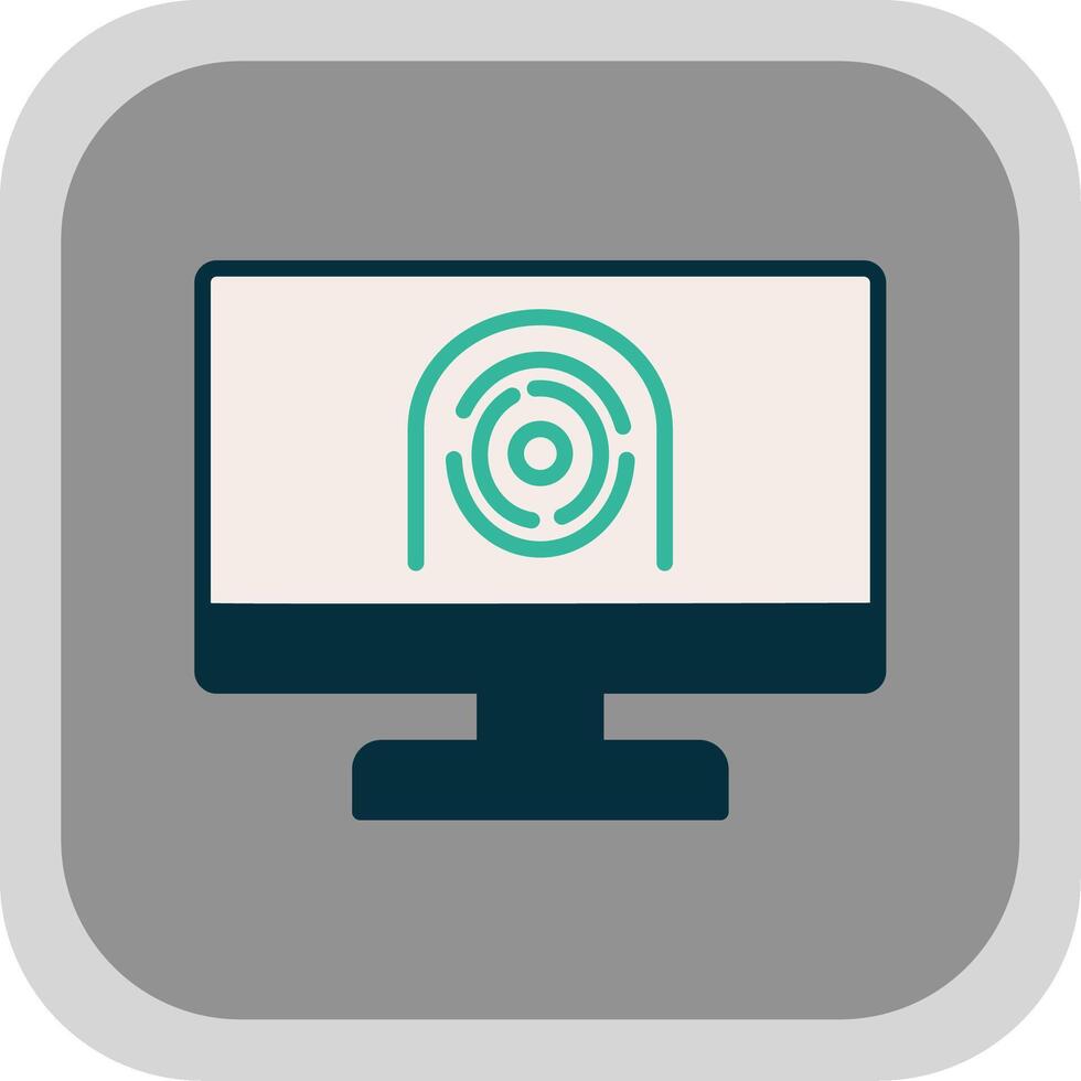 Security Computer Faceprint Flat round corner Icon Design vector