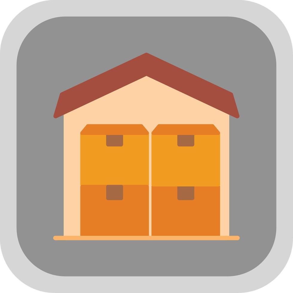 Commercial Warehouse Flat round corner Icon Design vector