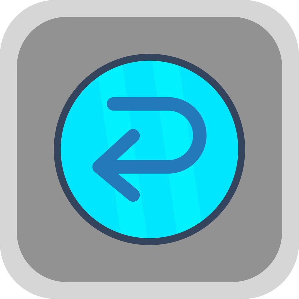U Turn Flat round corner Icon Design vector