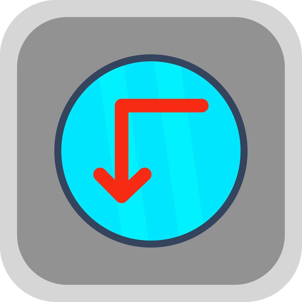 Turn Down Flat round corner Icon Design vector