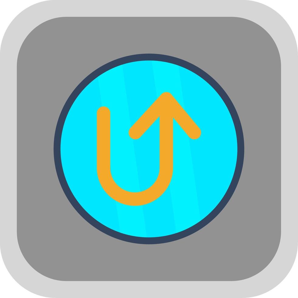 U Turn Flat round corner Icon Design vector