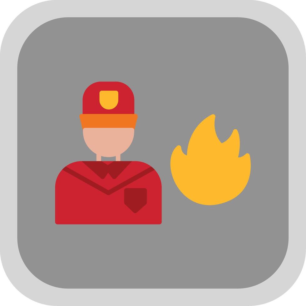 Firefighter Flat round corner Icon Design vector