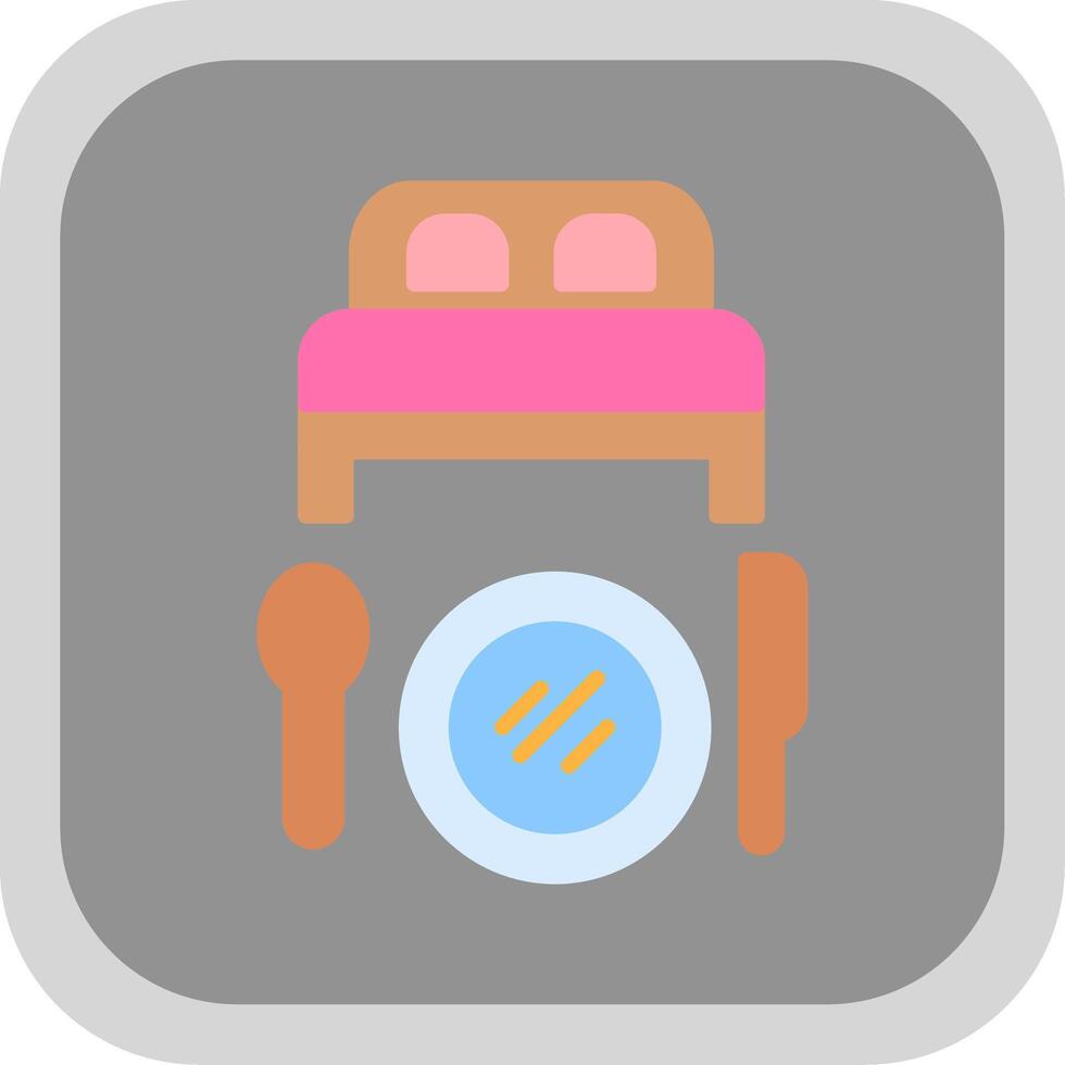 Bed And Breakfast Flat round corner Icon Design vector