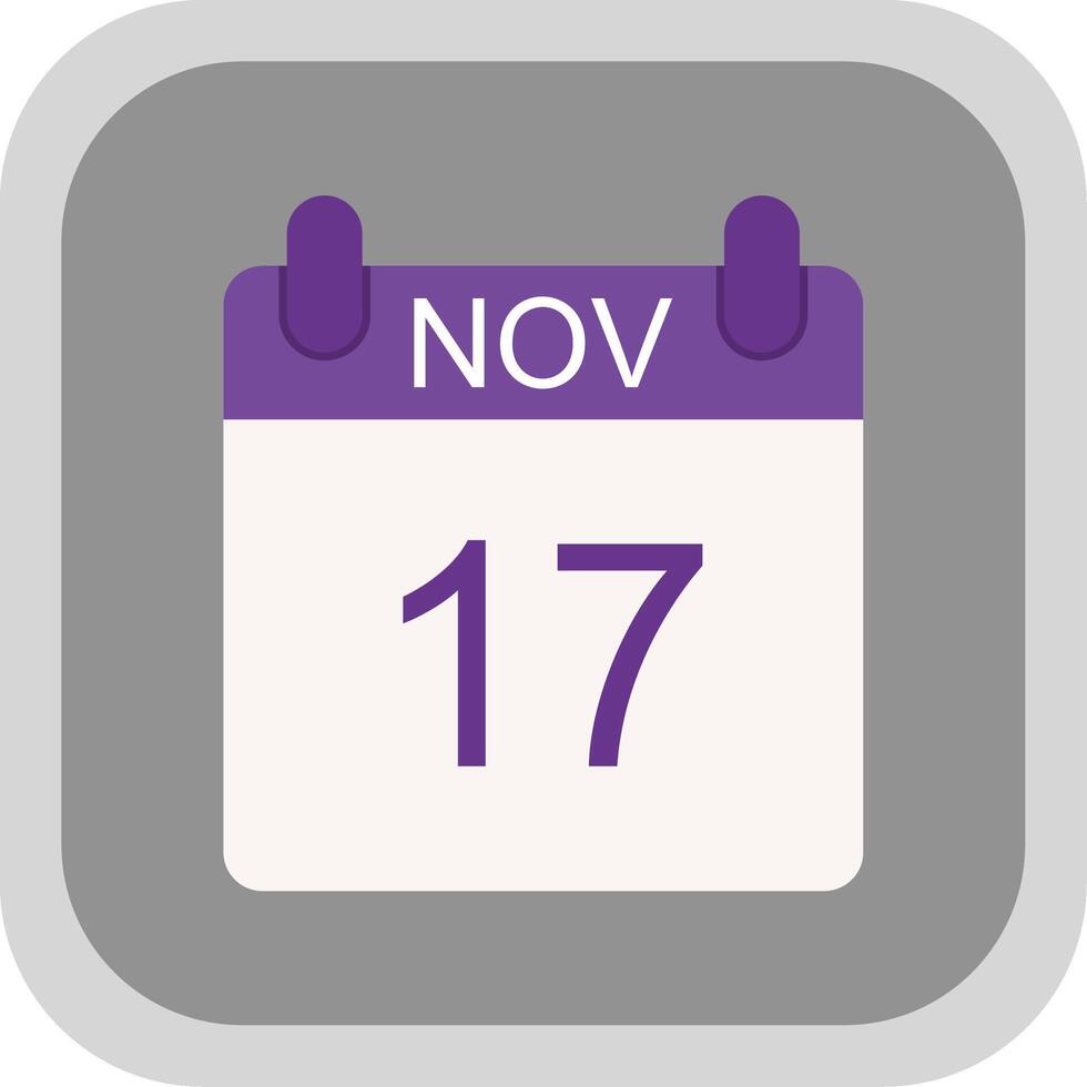 November Flat round corner Icon Design vector
