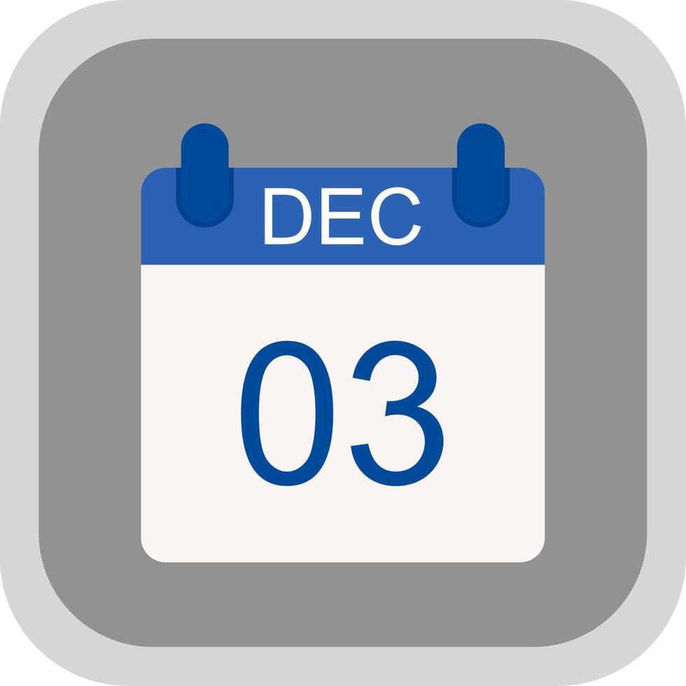 December Flat round corner Icon Design vector