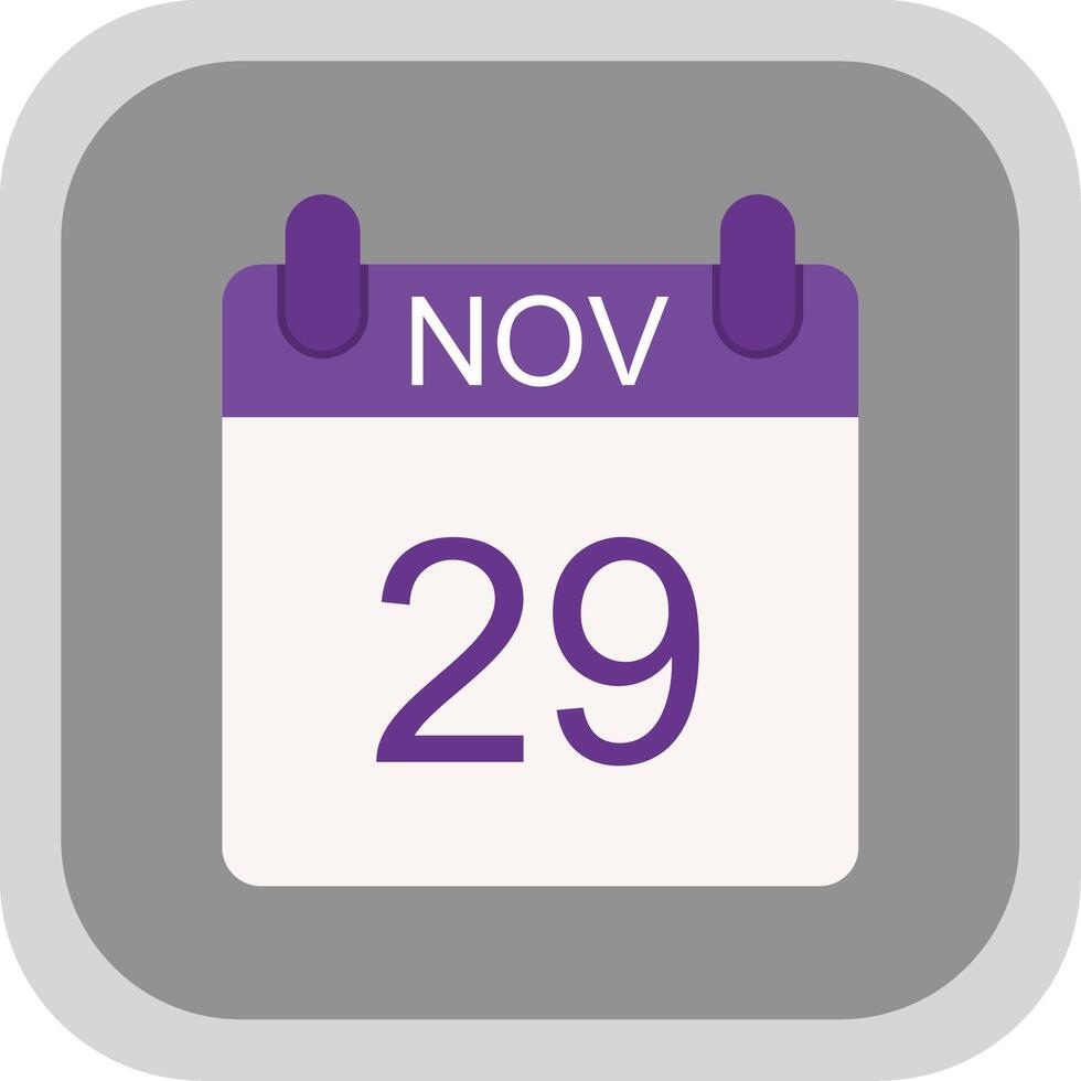 November Flat round corner Icon Design vector