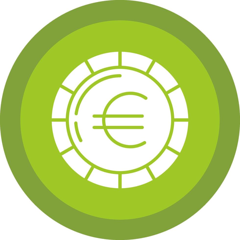 Euro Coin Glyph Due Circle Icon Design vector
