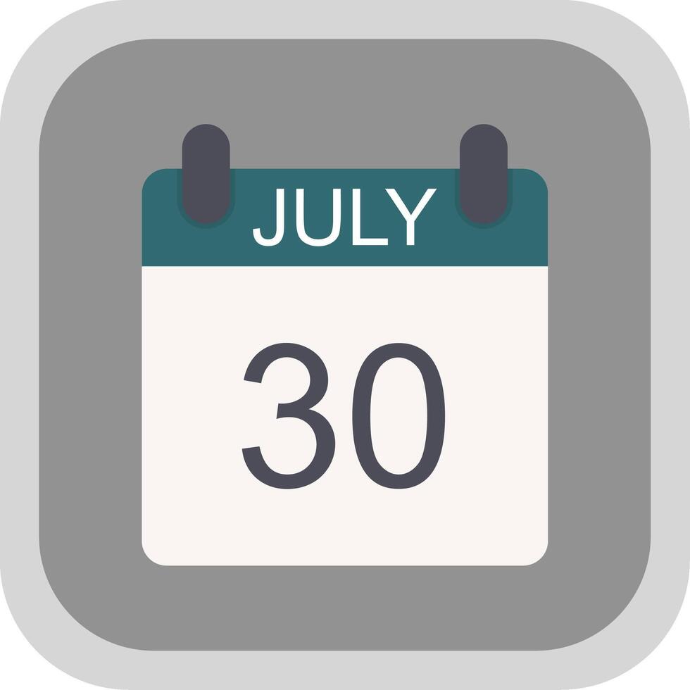 July Flat round corner Icon Design vector