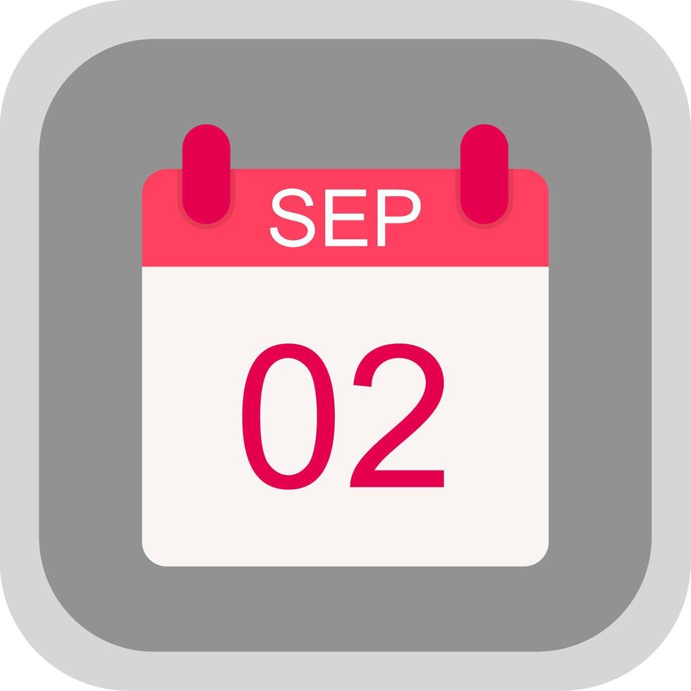 September Flat round corner Icon Design vector