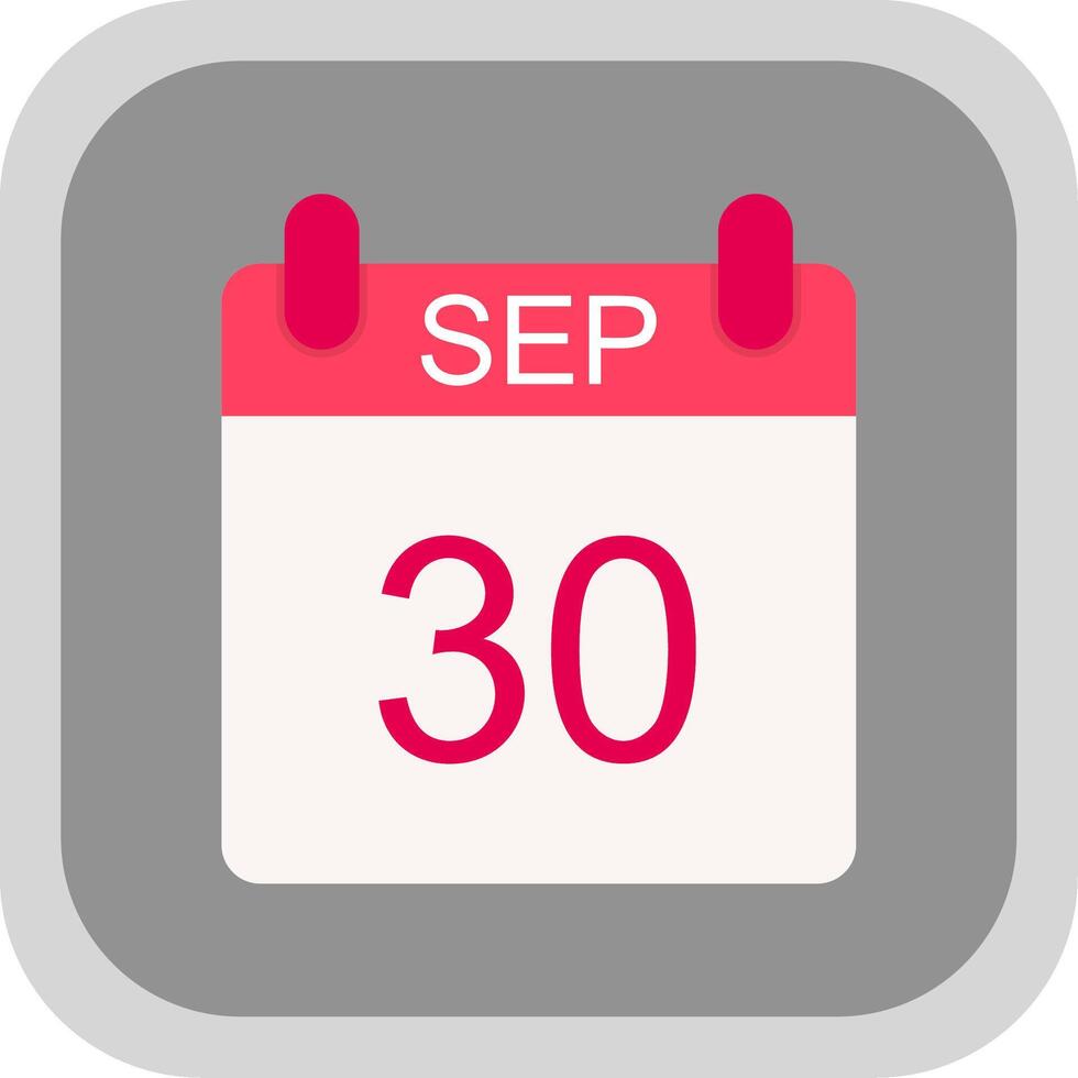 September Flat round corner Icon Design vector