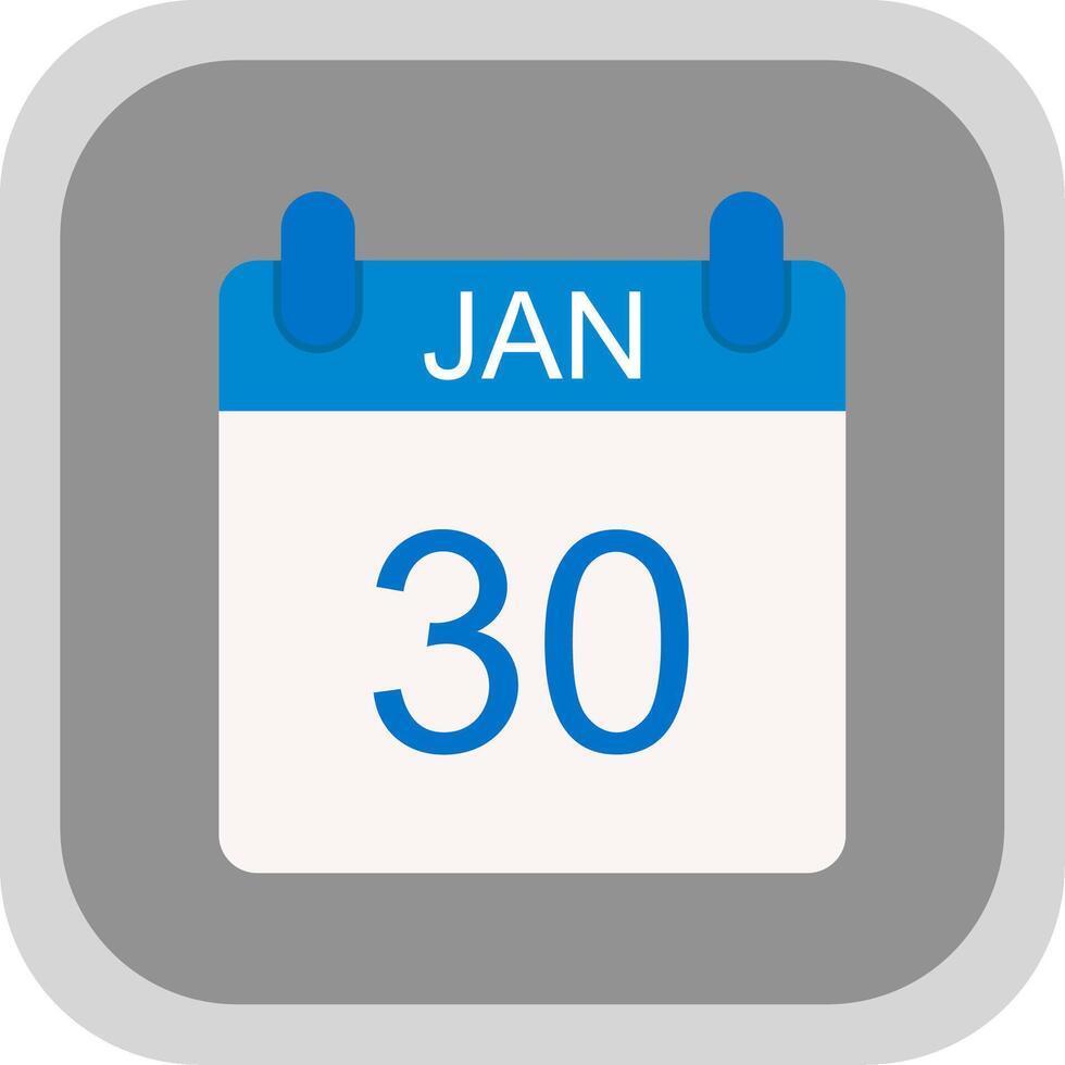 January Flat round corner Icon Design vector