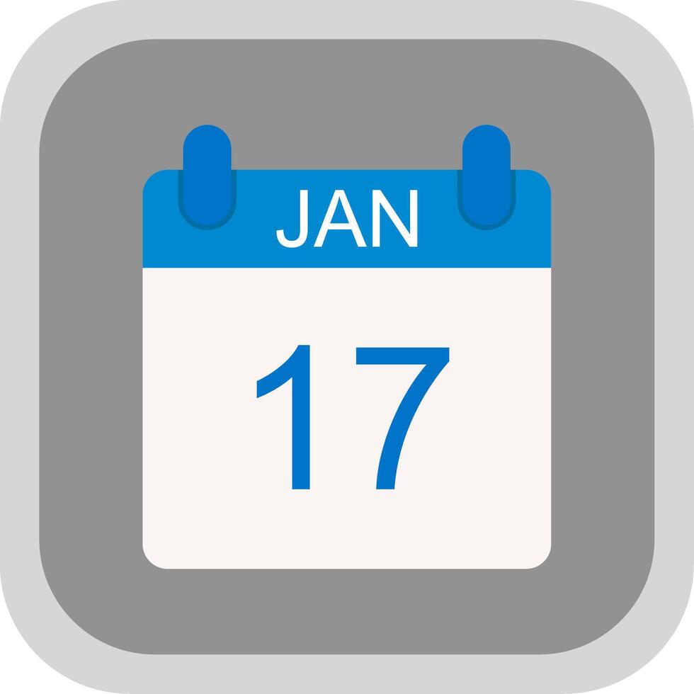 January Flat round corner Icon Design vector