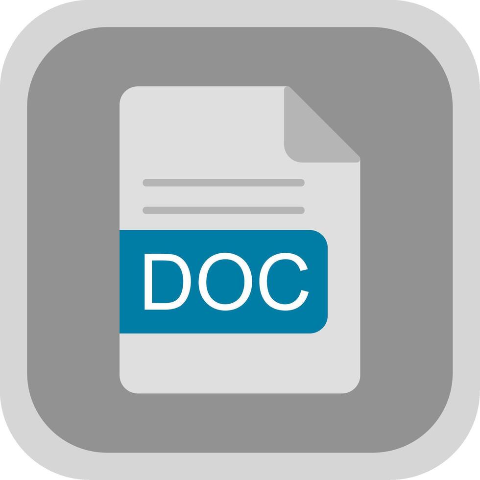 DOC File Format Flat round corner Icon Design vector