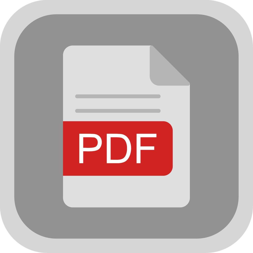 PDF File Format Flat round corner Icon Design vector