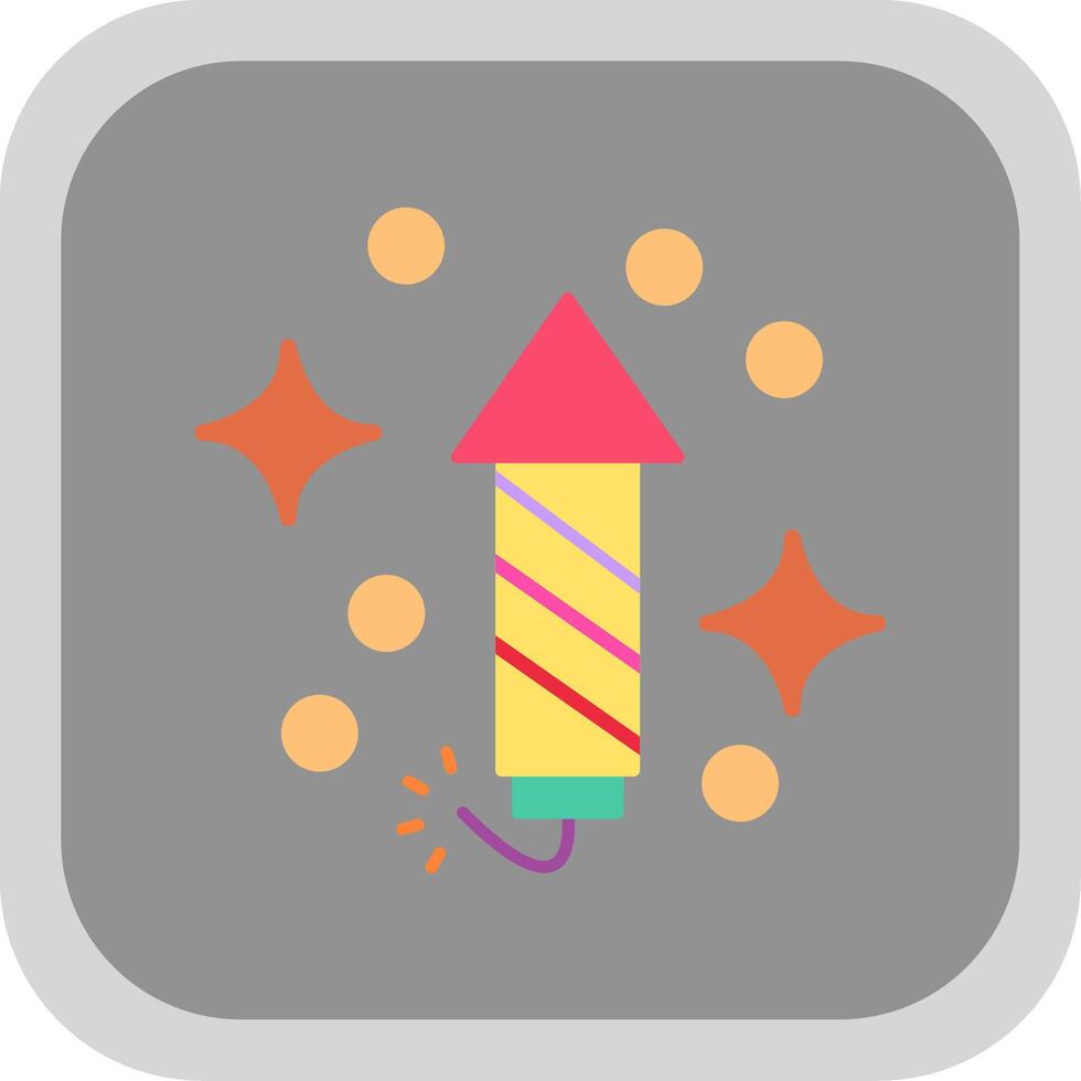 Firework Flat round corner Icon Design vector