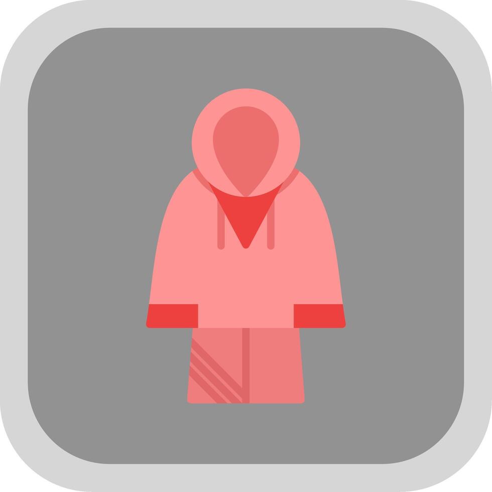 Raincoat Flat round corner Icon Design vector