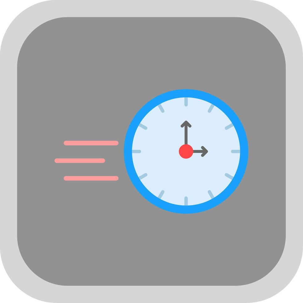 On Time Flat round corner Icon Design vector