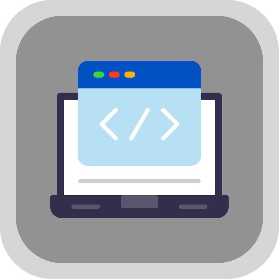 Web Development Flat round corner Icon Design vector