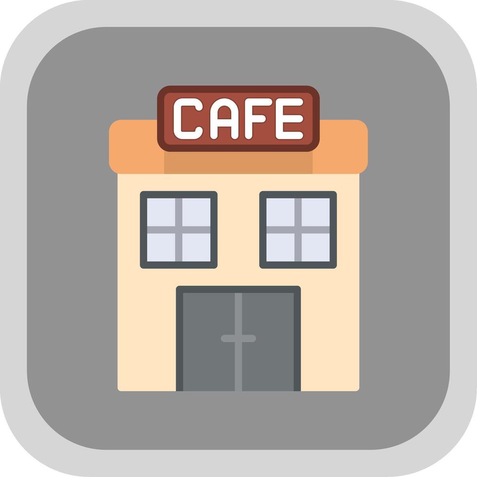 Cafe Flat round corner Icon Design vector