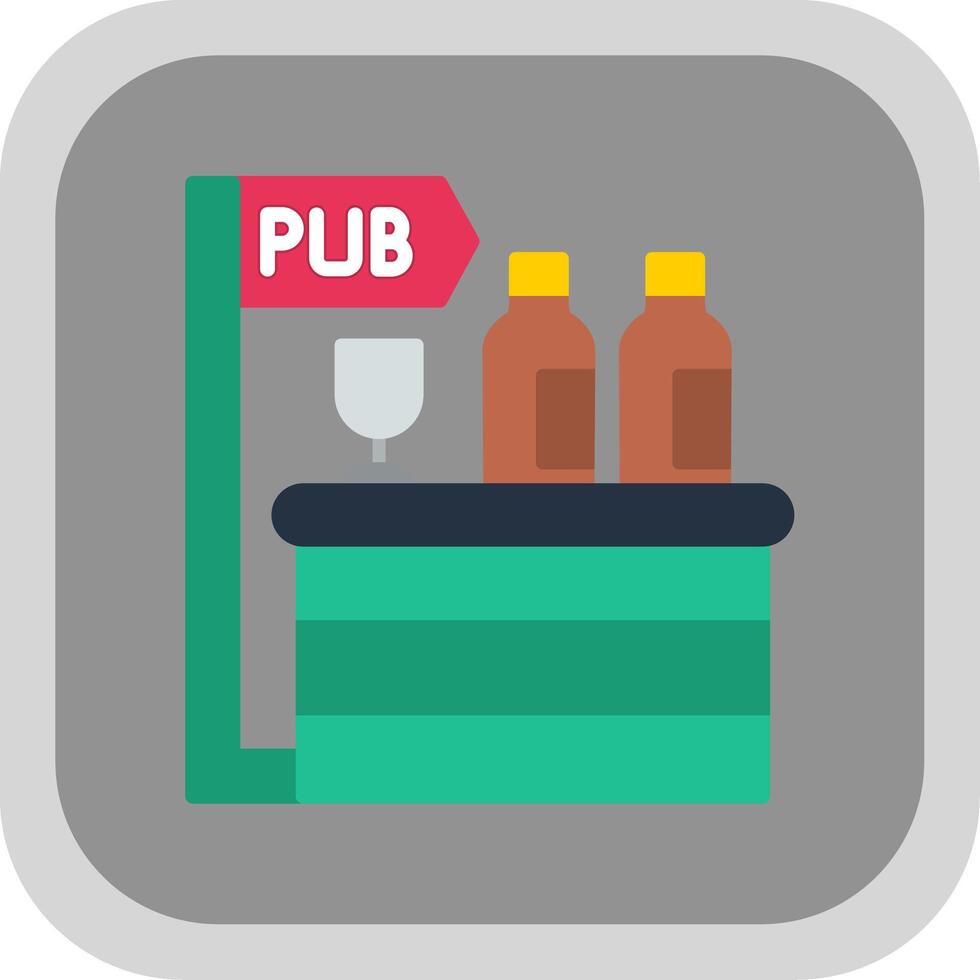 Pub Flat round corner Icon Design vector
