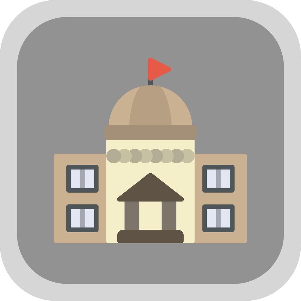 Government Flat round corner Icon Design vector
