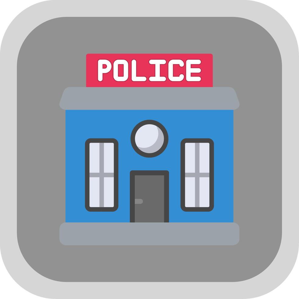 policía estación plano redondo esquina icono diseño vector