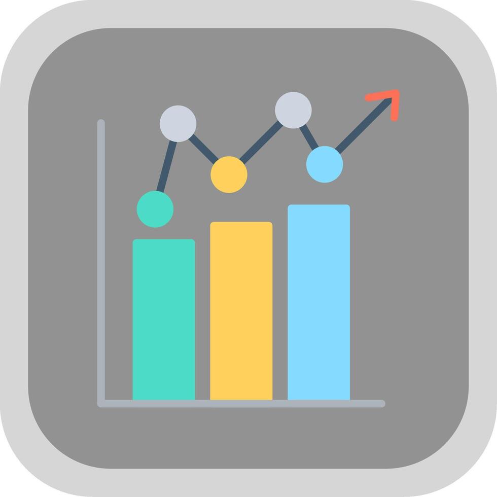 Bar Chart Flat round corner Icon Design vector