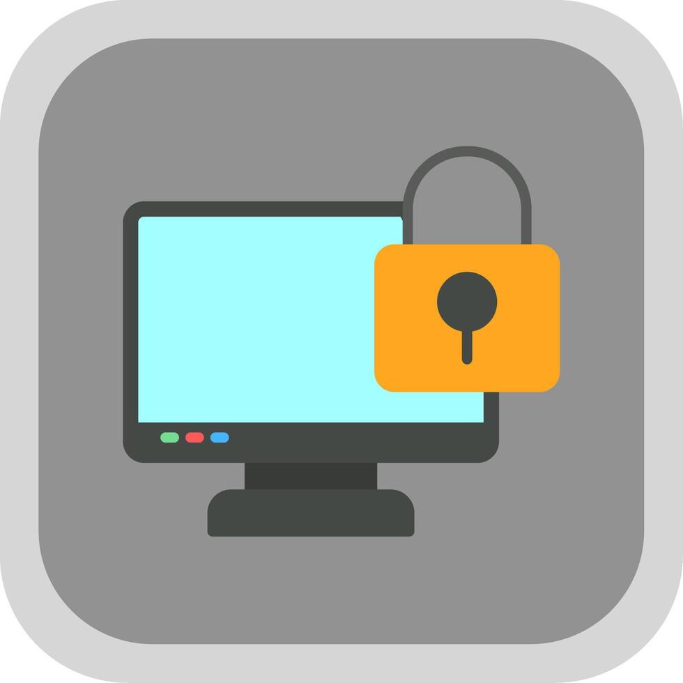 Locked Computer Flat round corner Icon Design vector